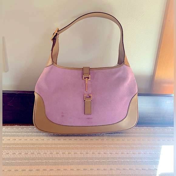 🎉2X HOST PICK‼️ Authentic 💥GUCCI💥 Lavender Suede & Tan Leather Shoulder Bag✨✨✨ - Picture 4 of 11